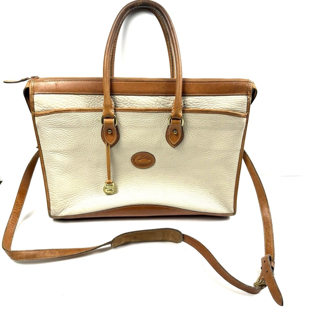 Vintage‎ Dooney & Bourke Bag Tan Brown Pebbled Leather Purse Hand Shoulder Bag